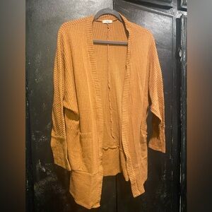 Waffle Knit Long Cardigan